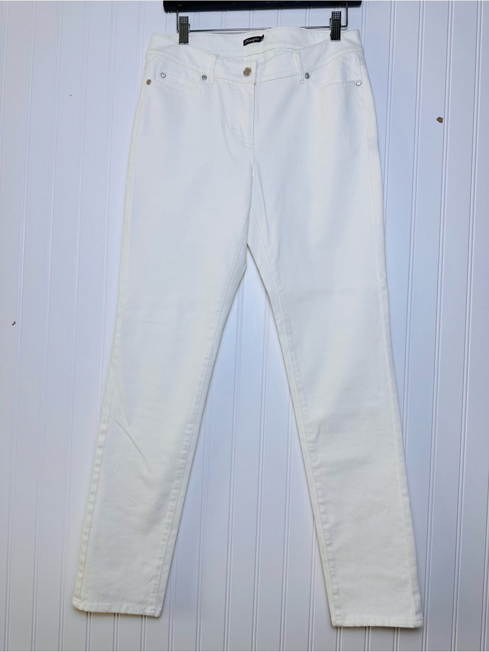 J. McLaughlin White Skinny Jeans 5 Pockets Style 8.5” Rise Cotton Casual
